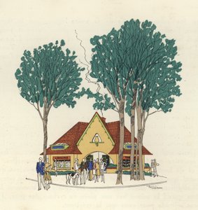 Librería y Tabac en Le Touquet (litografía en color)