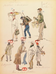 Francia, París, boceto de vestuario para los figurantes de la ópera La boheme de Giacomo Puccini (1858-1924), representación en la Ópera Cómica de París, 13 de junio.