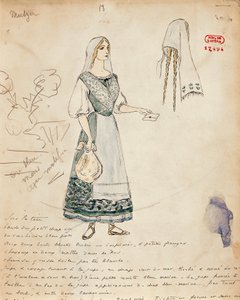 Francia, París, Boceto del vestuario de Michaela para Carmen de Georges Bizet