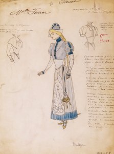 Margherita, boceto de vestuario para Fausto de Charles Gounod, creado por Multzer de Marcel Multzer