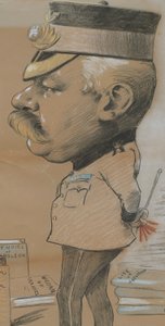 Caricatura de un teniente coronel no identificado de la Infantería Ligera de los Royal Marines, 1893 de Marcel Pic