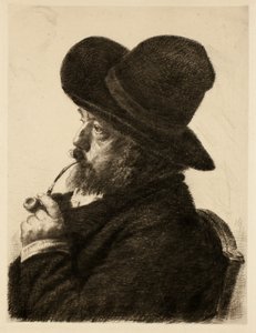 Fumando con Sombrero Grande (Autorretrato)