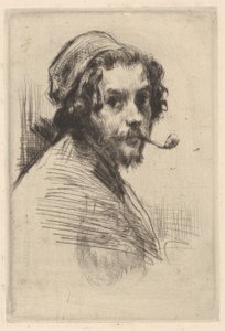Autorretrato de Marcelino Gilbert Desboutin con pipa de Marcellin Gilbert Desboutin