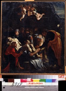 El Descendimiento de la Cruz. Entre los personajes representados alrededor del cuerpo de Jesucristo: la Virgen María, Santa María Magdalena, San José de Arimatea y San Nicodemo. Pintura de Marcelle Venusti (1512 o 1515-1579). H