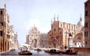 La iglesia de SS. Giovanni y Paolo y S. Marco, Venecia, grabado por Brizeghel de Marco (after) Moro