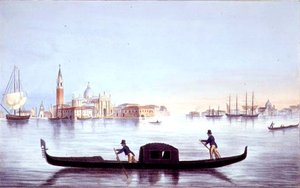 Góndola veneciana, grabado por Brizeghel de Marco (after) Moro