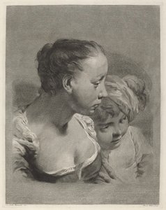 Joven mujer y un niño mirando a la derecha de Marco Alvise Pitteri after Giovanni Battista Piazzetta