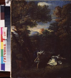 Céfalo y Procris (Céfalo y Procris). Pintura de Marcantonio Franceschini (1648-1729), huile sur toile. Art italien (Bolonia) de Marcantonio Franceschini