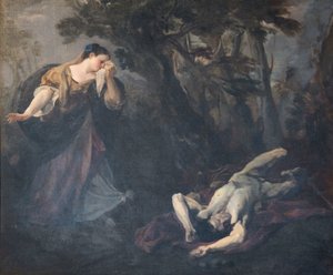 Santa Margarita de Cortona encuentra el cuerpo de su amante