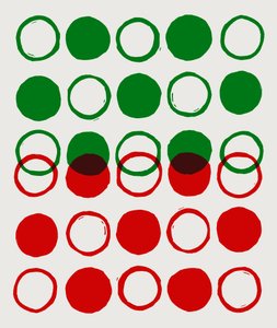 Dots, Circles, 2023 (linóleo sobre papel) de Marco Campedelli