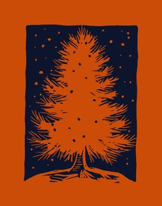 Árbol de Navidad rojo, 2023 (linóleo sobre papel) de Marco Campedelli