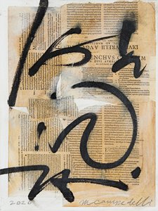 Texto #07, 2020 (collage, técnica mixta sobre lienzo) de Marco Campedelli