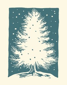 Árbol de Navidad blanco, 2023 (linóleo sobre papel)