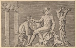 Speculum Romanae Magnificentiae: Apolo cuidando los rebaños de Admeto, siglo XVI de Marco Dente