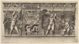 Speculum Romanae Magnificentiae: Bajo Relieve con Tres Cupidos de Marco Dente