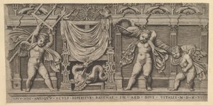 Speculum Romanae Magnificentiae: Bajorrelieve con tres cupidos de Marco Dente