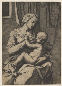 Virgen amamantando al niño Cristo en su regazo, 1515-20 de Marco Dente
