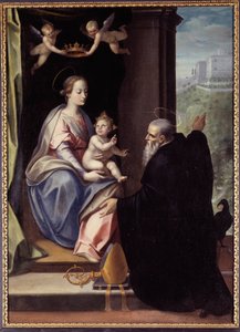 San Benito entregando la Abadía de Montecassino a Jesús y María