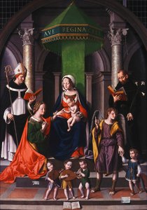 El matrimonio místico de Santa Catalina con el Arcángel Rafael y Tobías de Marco Palmezzano