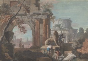 Capricho con ruinas romanas, ca. 1700-1730 de Marco Ricci