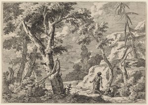 Dos hombres penitentes en el desierto de Marco Ricci