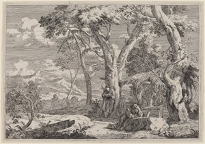 Paisaje Salvaje con Dos Monjes de Marco Ricci