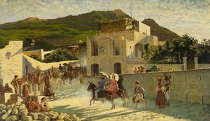 Paseo a Capri, c.1867 (óleo sobre lienzo) de Marco di Gregorio