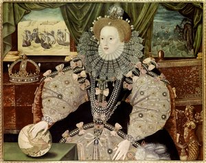 Retrato de la reina Isabel I de Inglaterra, conocido como el retrato de la Armada, c.1588 (óleo sobre tabla) de Marcus Gheeraerts