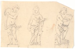 Hoja de estudio con tres putti