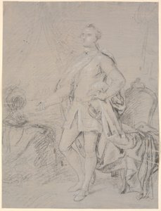 Boceto de retrato de cuerpo entero. Trabajo preliminar para el retrato de la familia de Chr. VI (Rosenborg)? Federico V como príncipe heredero de Marcus Tuscher