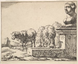 Ovejas, de un conjunto de 16 placas, 1664 de Marcus de Bye