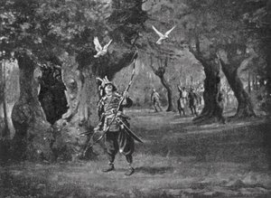 Un incidente en la "Guerra de las Rosas" japonesa (litografía) de Margaret (after) Dovaston