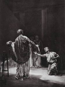 Aristodemo de Mesenia sacrifica a su hija (litografía) de Margaret (after) Dovaston