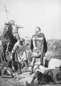 Captura del emperador Romanus Diogenes por Alp Arslani en 1071 (litografía) de Margaret (after) Dovaston