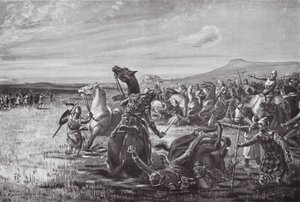 La batalla de Orchomenos (litografía) de Margaret (after) Dovaston