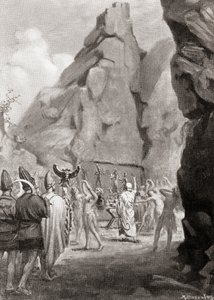 La celebración de un festival primaveral con una danza de culto para venerar a las diosas madres hititas, de la Historia de las Naciones de Hutchinson, pub.1915 de Margaret (after) Dovaston