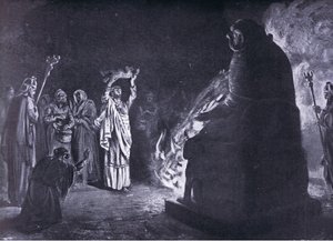 Sacrificio fenicio a Moloc (litografía) de Margaret Dovaston