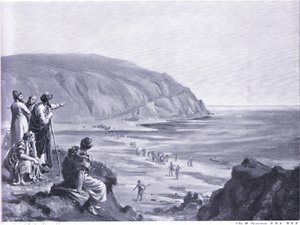 Llegada de los fundadores de Fenicia (litografía) de Margaret Dovaston