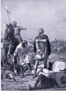 Captura del emperador Romanus Diogenes por Alp Arslanti en 1071 d.C. (litografía) de Margaret Dovaston