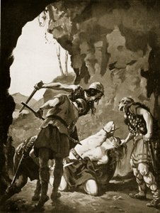 Constantino II asesinado por los daneses, 881 d.C., ilustración de "Hutchinson