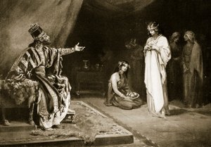 Matrimonio de una princesa asiria con Kara-Indash, rey de Babilonia, ilustración de la "Historia de las Naciones" de Hutchinson (litografía).