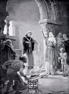 El Juicio de los Nueve Arados, ilustración de "La Historia de la Nación" (litografía)