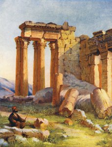 El Pequeño Templo, Baalbek (litografía en color) de Margaret Thomas