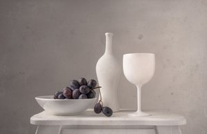 Uvas y vino minimalistas de Margareth Perfoncio