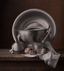 Naturaleza muerta en una cocina rústica de Margareth Perfoncio
