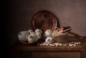 Naturaleza muerta de cocina rústica