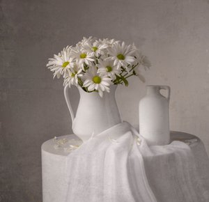 Naturaleza muerta con margaritas blancas de Margareth Perfoncio