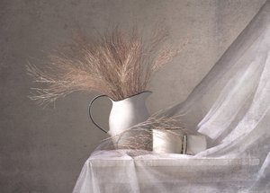 Jarra blanca con hierba seca de Margareth Perfoncio