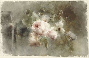 Un jarrón con rosas de Margaretha Roosenboom