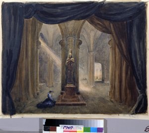 Decorado preparatorio para la ópera "El invitado de Pierre", de Alexandre Dargomyjski (1813-1869) de Margarita Genrichovna Genke Shifrina
